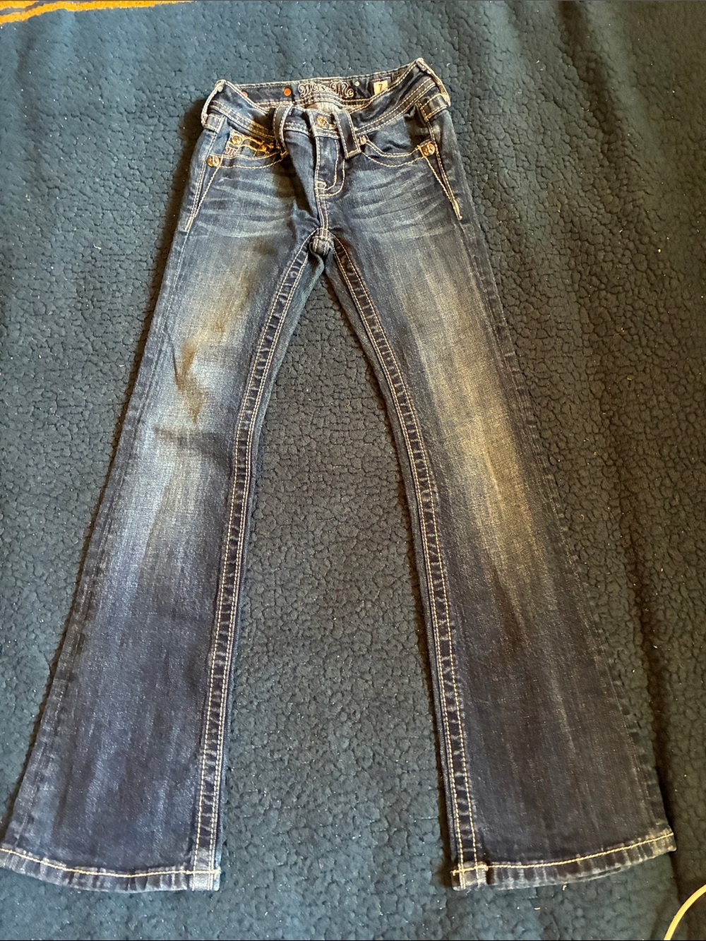 Miss Me Dark Blue boot Jeans with Whiskering